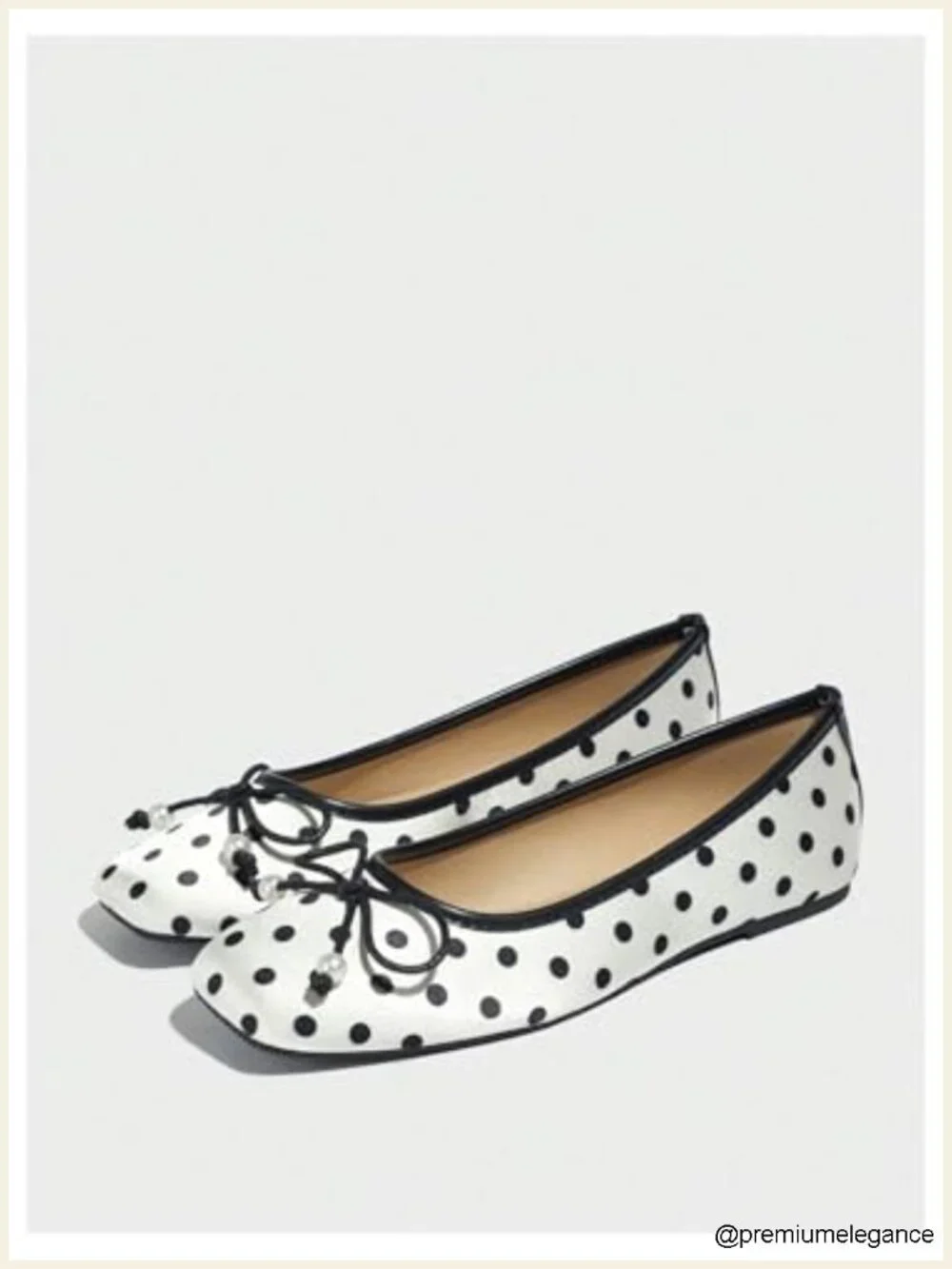 Polka Dots Ballet Flat Lace Mesh Beaded Square Toe Wedding Shoes